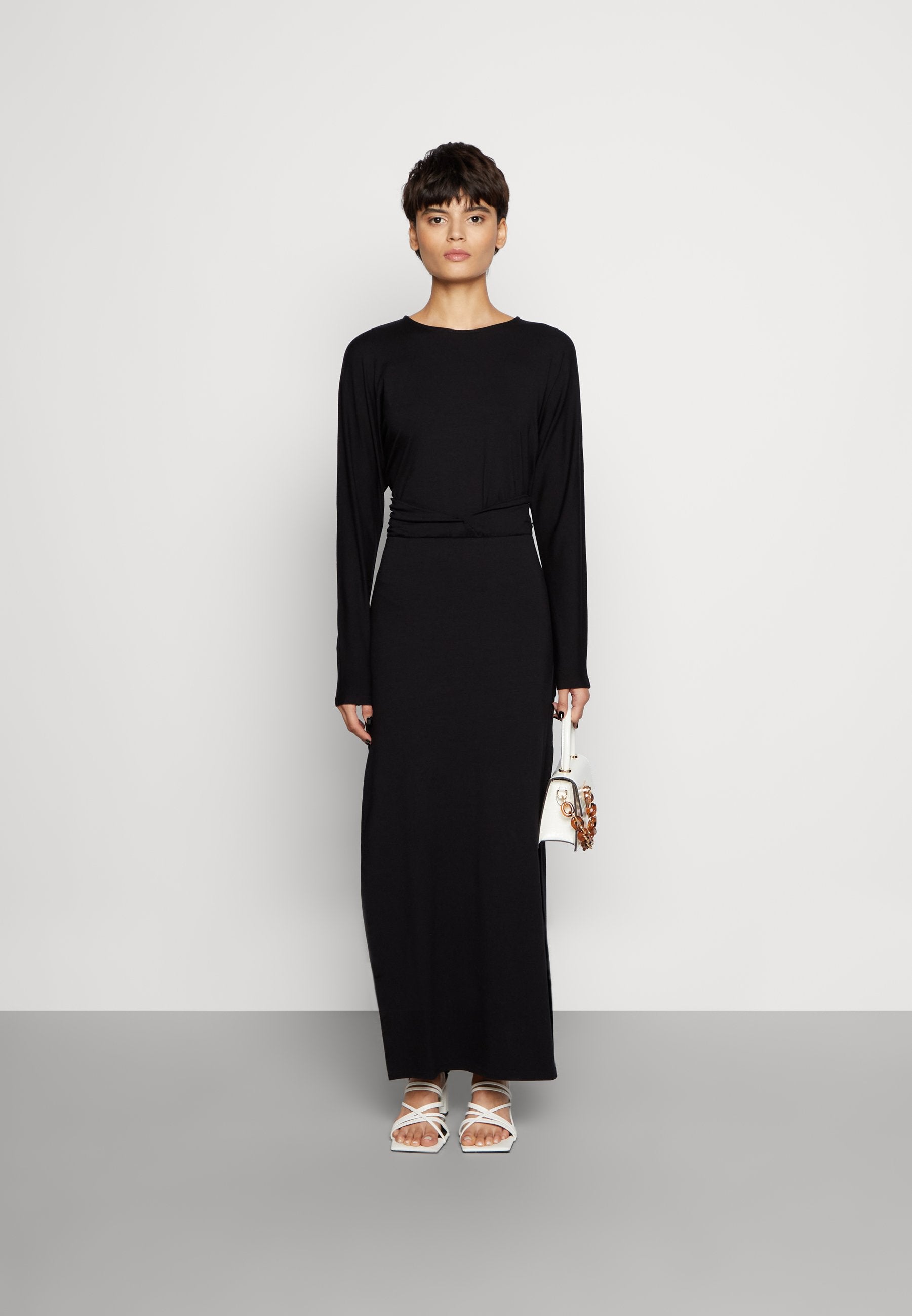 NU-IN DRAPED LONG DRESS WITH HIGH SIDE SLIT