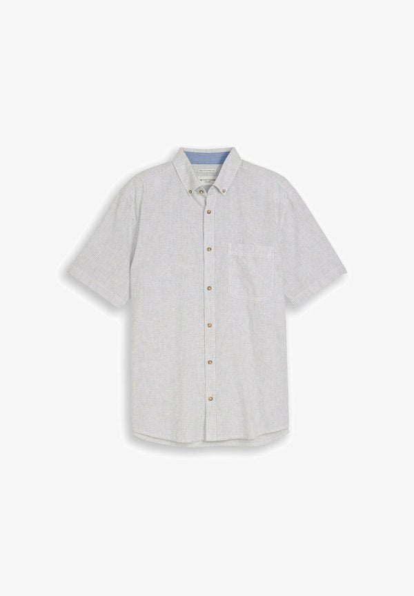TOM TAILOR Shirt - white/leaf green small stripe