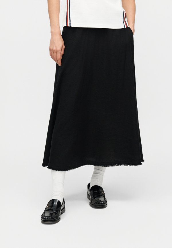 Tommy Hilfiger PLEATED LINEN BLEND MIDI A-LINE SKIRT
