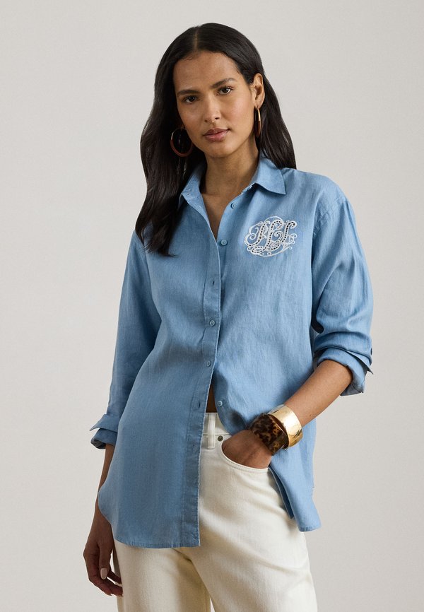 Lauren Ralph Lauren RELAXED FIT EYELET-LOGO LINEN SHIRT