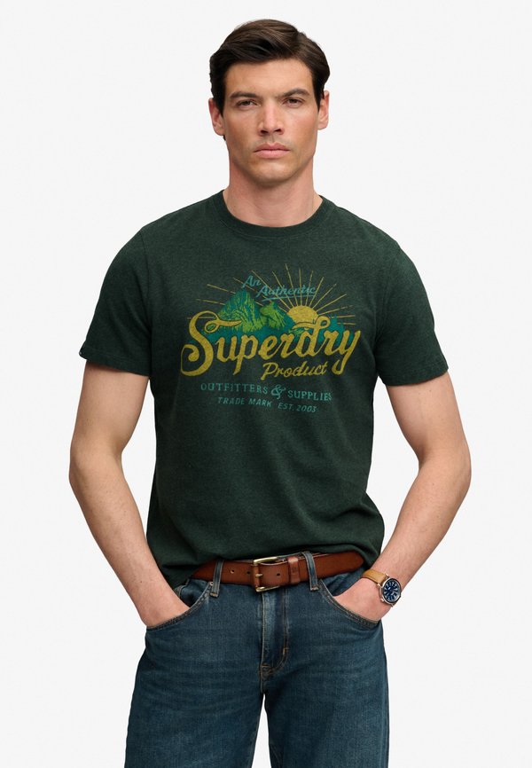 Superdry & Co SUPERDRY OUTDOORS MOUNTAIN RELAXED T-SHIRT.. - Print T-shirt - denver green marl