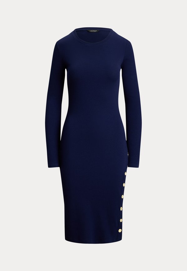 Lauren Ralph Lauren BUTTON-TRIM RIBBED COTTON-BLEND DRESS
