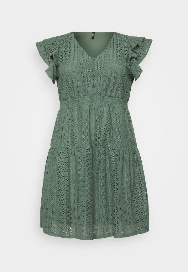Vero Moda Curve VMHONEY V NECK DRESS  - Day dress - laurel wreath