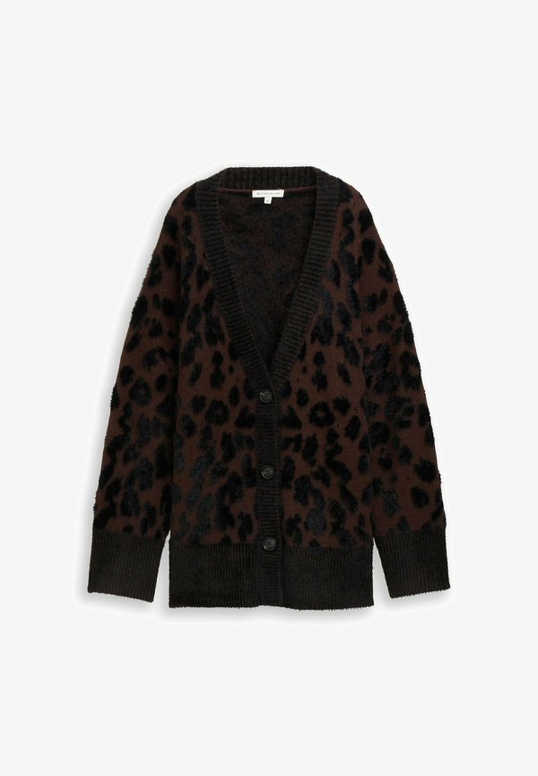 TOM TAILOR Cardigan - big brown leo design