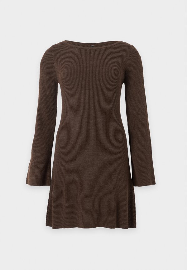 ONLY ONLTESSIE BOATNECK DRESS - Jumper dress - coffee bean melange