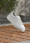 Tommy Hilfiger LOGO LEATHER PLATFORM CUPSOLE TRAINERS - Trainers - white/ecru
