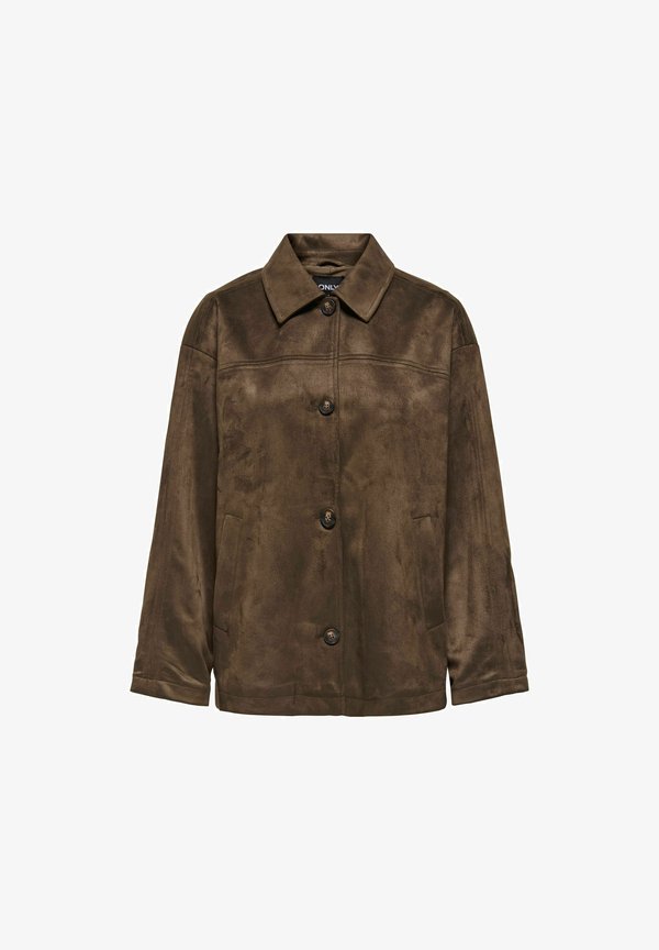 ONLY Suede ONLCAROLINA synthetic Suede - Faux leather jacket - chocolate martini