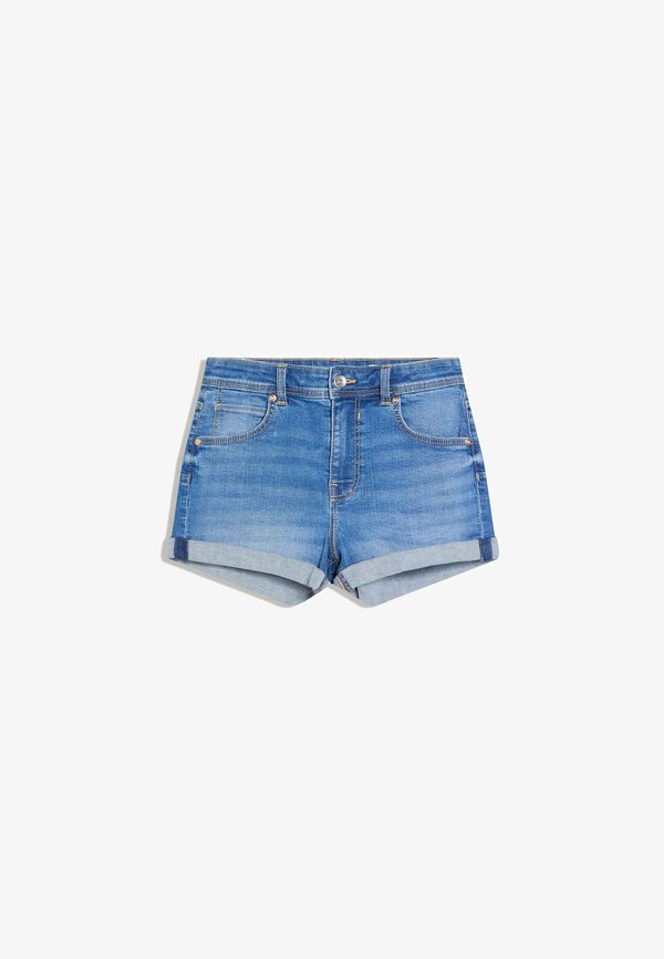 Bershka ROLL-UP - Denim shorts - light-blue denim