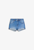 Bershka ROLL-UP - Denim shorts - light-blue denim