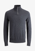 Jack & Jones JJEEMIL HALF ZIP - Jumper - dark grey melange