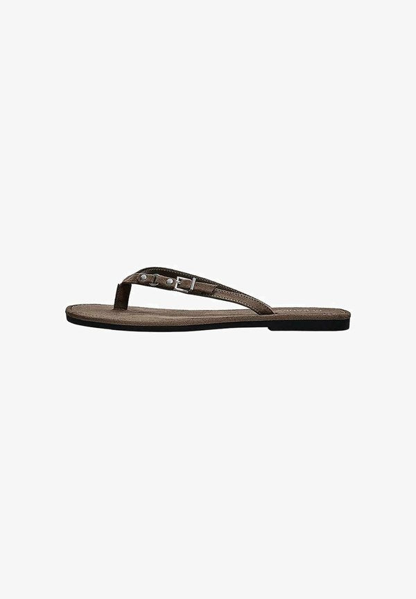 Bershka THONG FLAT - SANDALS - T-bar sandals - taupe