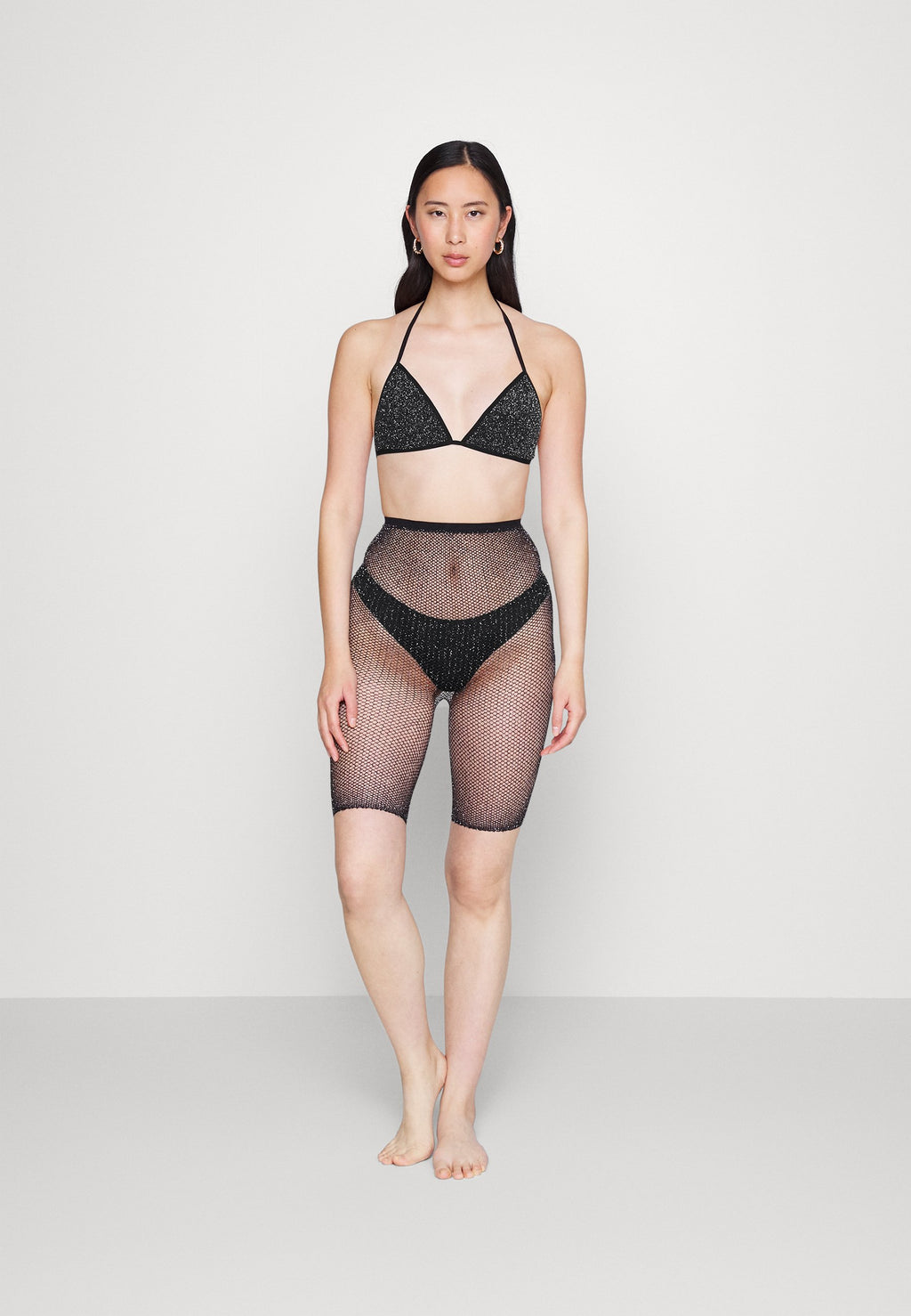 Hunkemöller PRIVATE GLITTER BRALETTE FISHNET SET