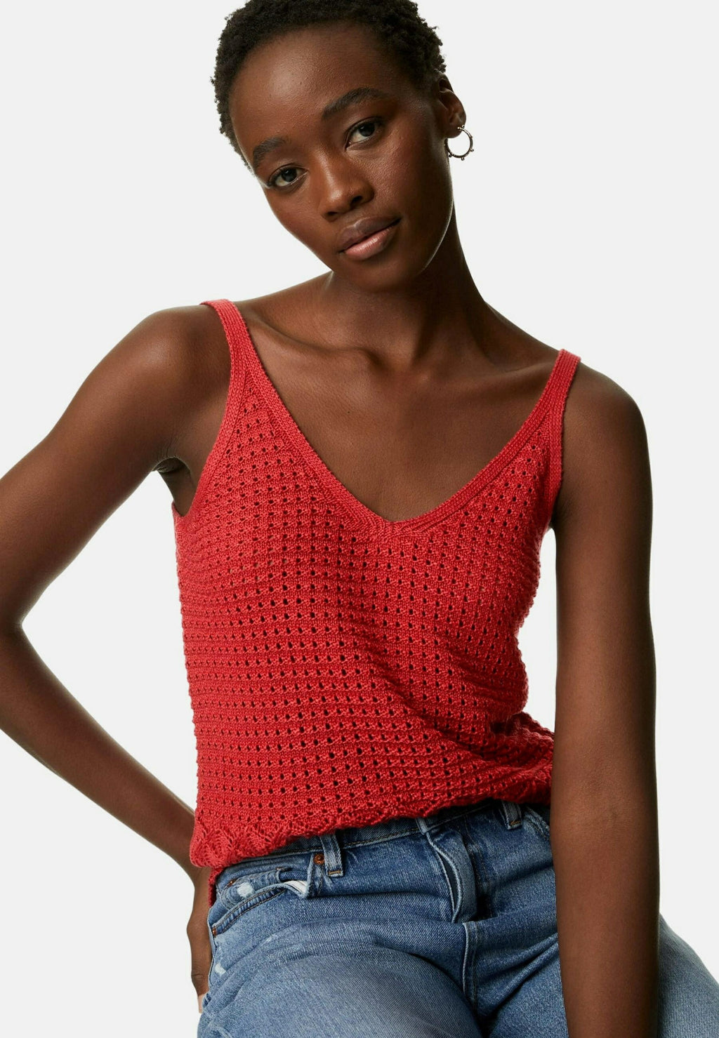 Marks & Spencer POINTELLE TEXTURED V NECK