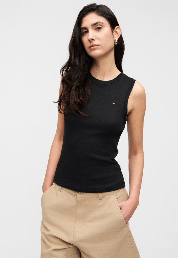 Tommy Hilfiger SLIM CREW NECK TANK TOP - Top - black