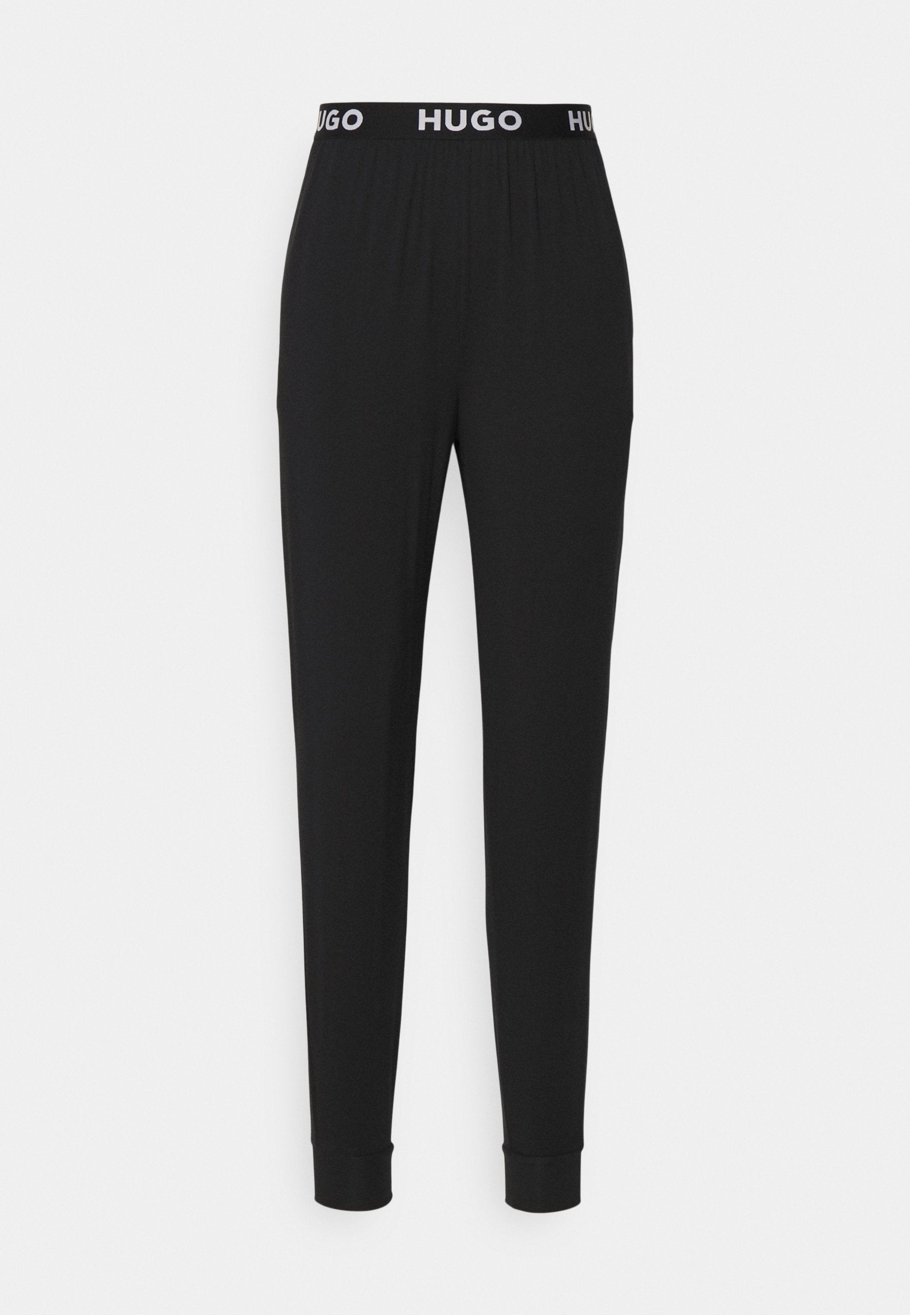 Schwarze Hose mit einem elastischen Bund, der das Logo "HUGO" trägt. Das Design ist schlicht mit tapered Beinen und Bündchen. Weiches, dehnbares Material.