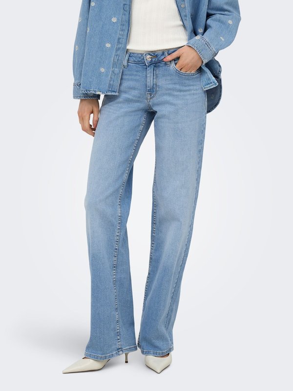ONLY Wide-fit ONLJULLES Low waist Wide Leg Fit - Straight leg jeans - light blue denim