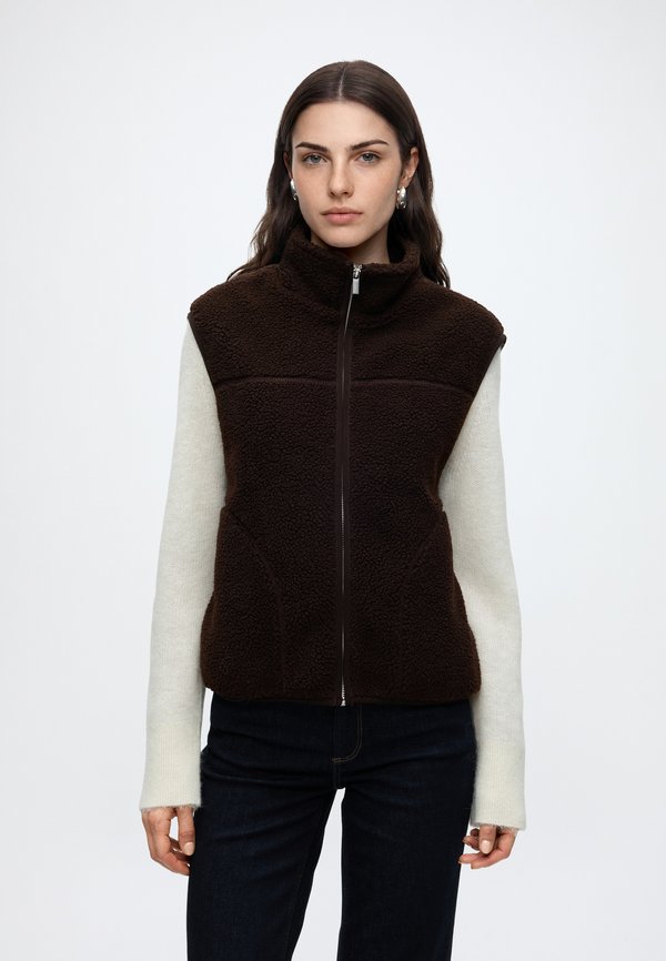 ONLY ONLBABY HIGH ZIP VEST - Waistcoat - coffee bean