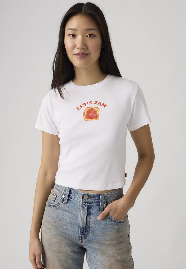 Levi's® ESSENTIAL SPORTY TEE - Print T-shirt - lse_lets jam bright white