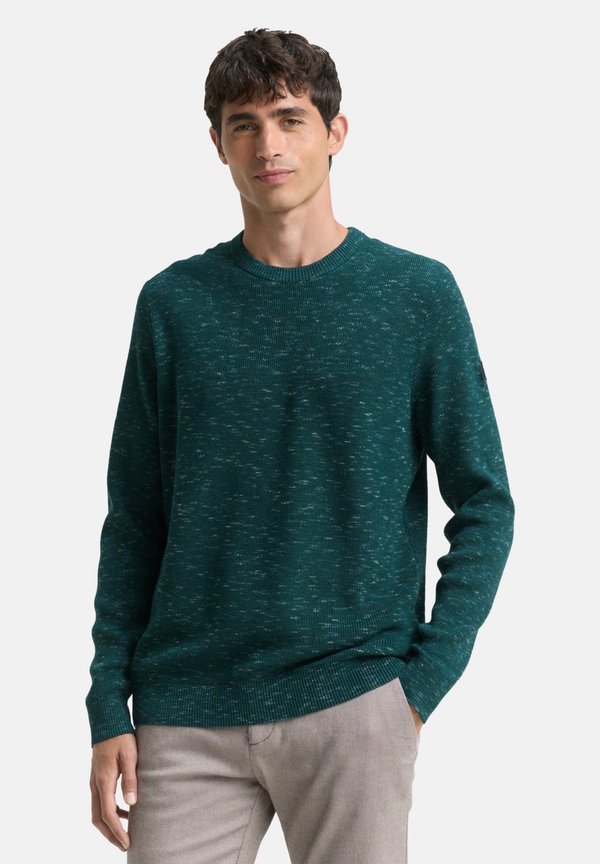 TOM TAILOR PULLOVER R-NECK - Jumper - grün meliert