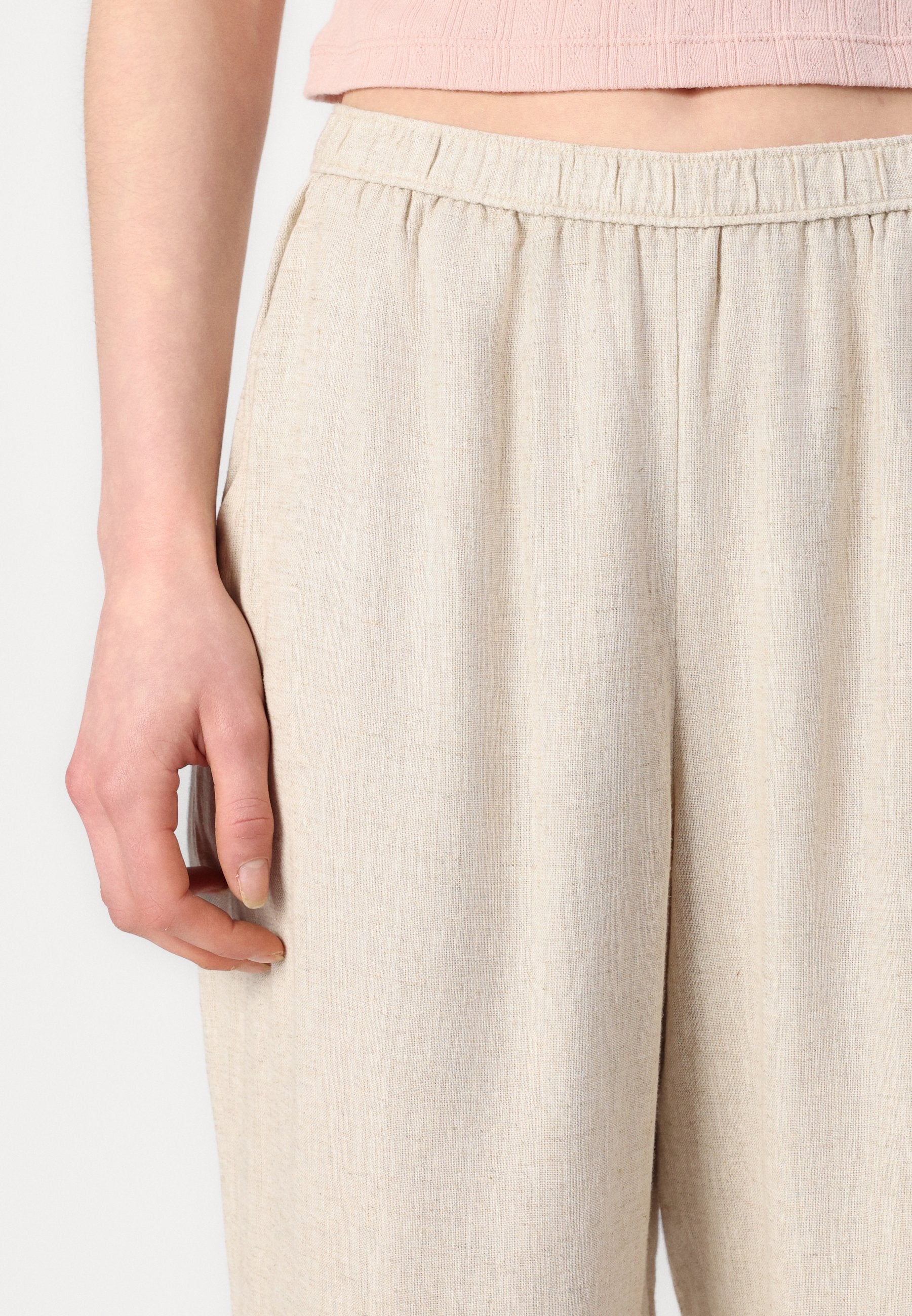 Abercrombie & Fitch Straight Linen-Blend Pull-On Pant