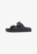 Tommy Hilfiger RAFFIA TH MONOGRAM DOUBLE STRAP SANDALS - Sandals - black