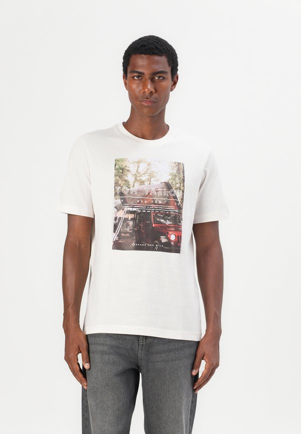 TOM TAILOR PHOTO PRINT - Print T-shirt - gardenia white