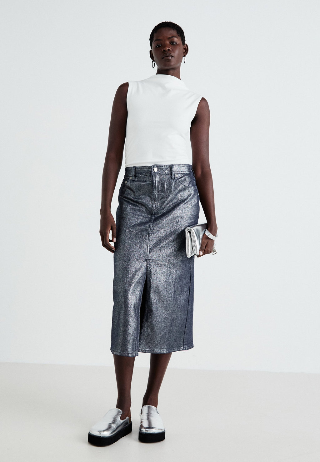 GAP MIDI SKIRT SHINE