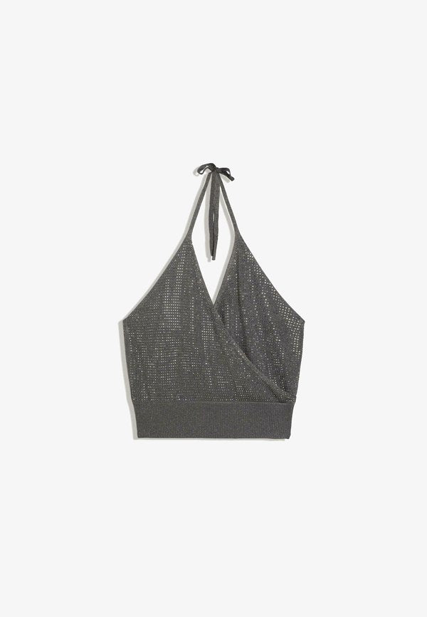 Bershka SHIMMERY HALTER TOP - Top - grey