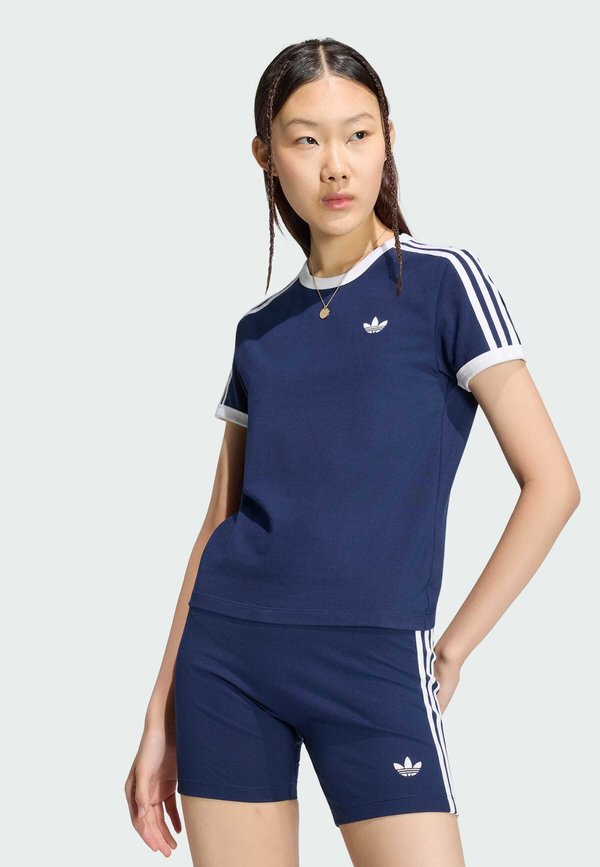 adidas Originals 3-STRIPES SLIM T-SHIRT - Print T-shirt - night indigo   white