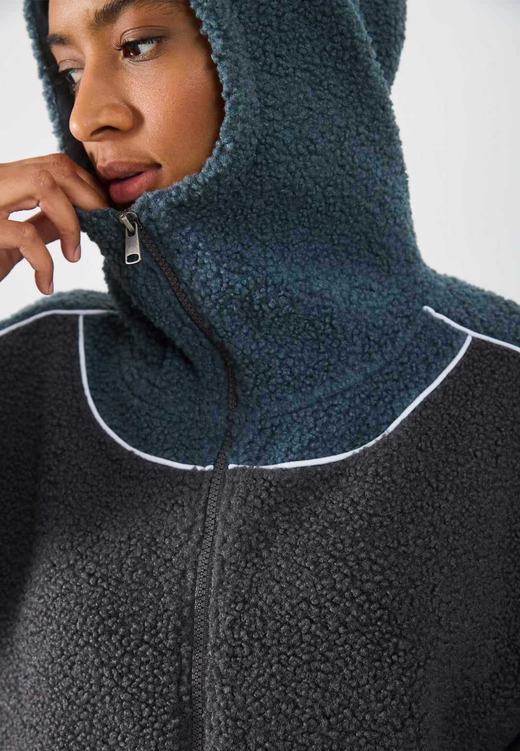 YOURTURN UNISEX FLEECE RELAXED FIT BALACLAVA HOODIE