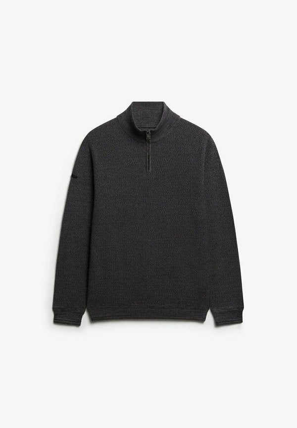 Superdry & Co TEXTURE HALF-ZIP  - Jumper - black dark grey