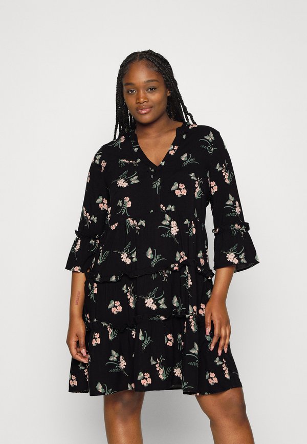 Vero Moda Curve SHORT DRESS - Day dress - black/ann
