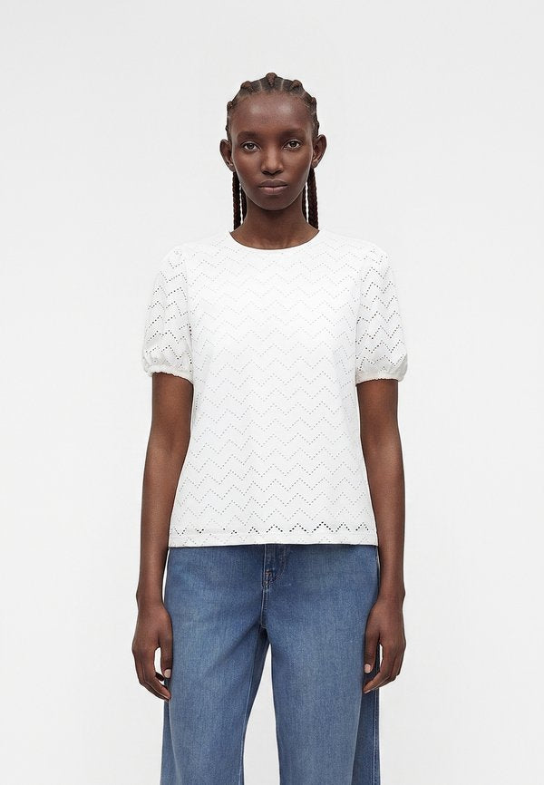 Vero Moda VMTANJA PUFF SLEEVE - Print T-shirt - snow white