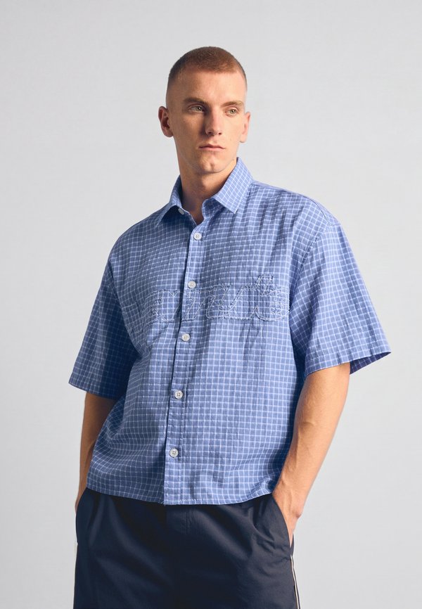 Bershka CHECKS PATCH - SHIRT - Shirt - dark blue