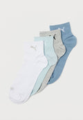 Puma WOMEN QUARTER 4 PACK - Socks - blue/white/grey