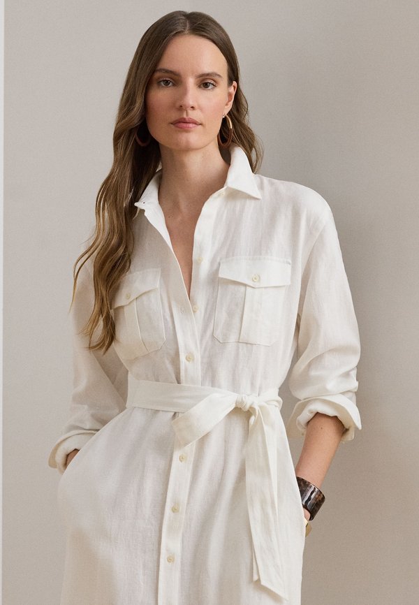 Lauren Ralph Lauren BELTED LINEN MIDI SHIRTDRESS
