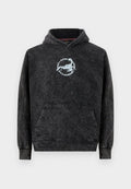 Schwarz gefärbter Hoodie mit Kängurutasche vorne, versehen mit einem weißen Skorpion-Logo und dem Schriftzug "Alpha Industries Tennessee U.S.A." auf der Brust.
