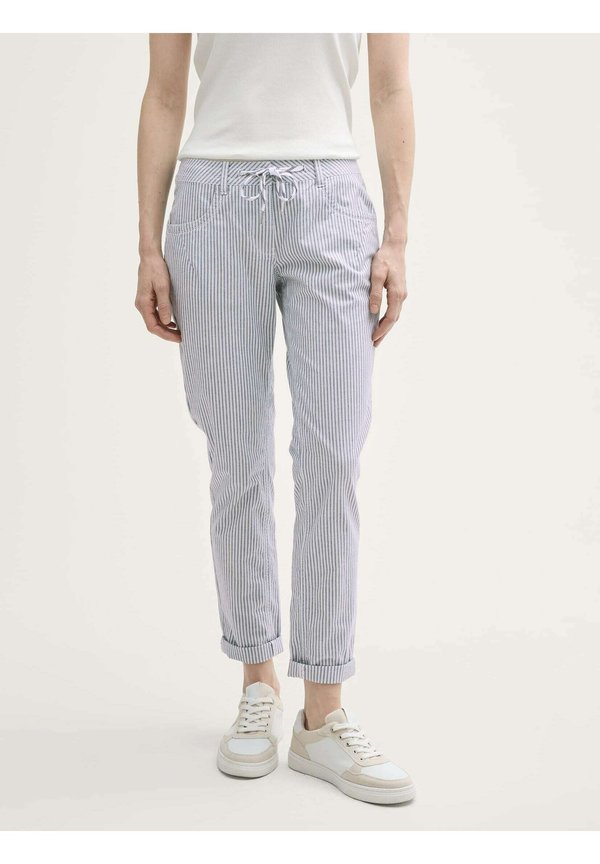 TOM TAILOR TTTAPERED RELAXED - Trousers - navy irregular woven stripe