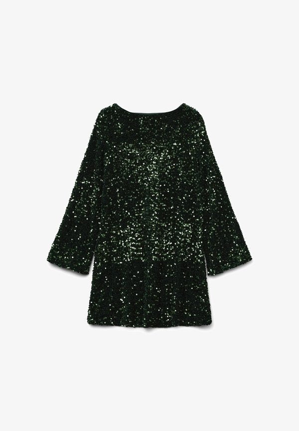 Vero Moda VMLAILA LS SEQUIN BOW EXP - Cocktail dress / Party dress - rain forest