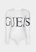Guess LOGO BODY - Long sleeved top - white/ with black text