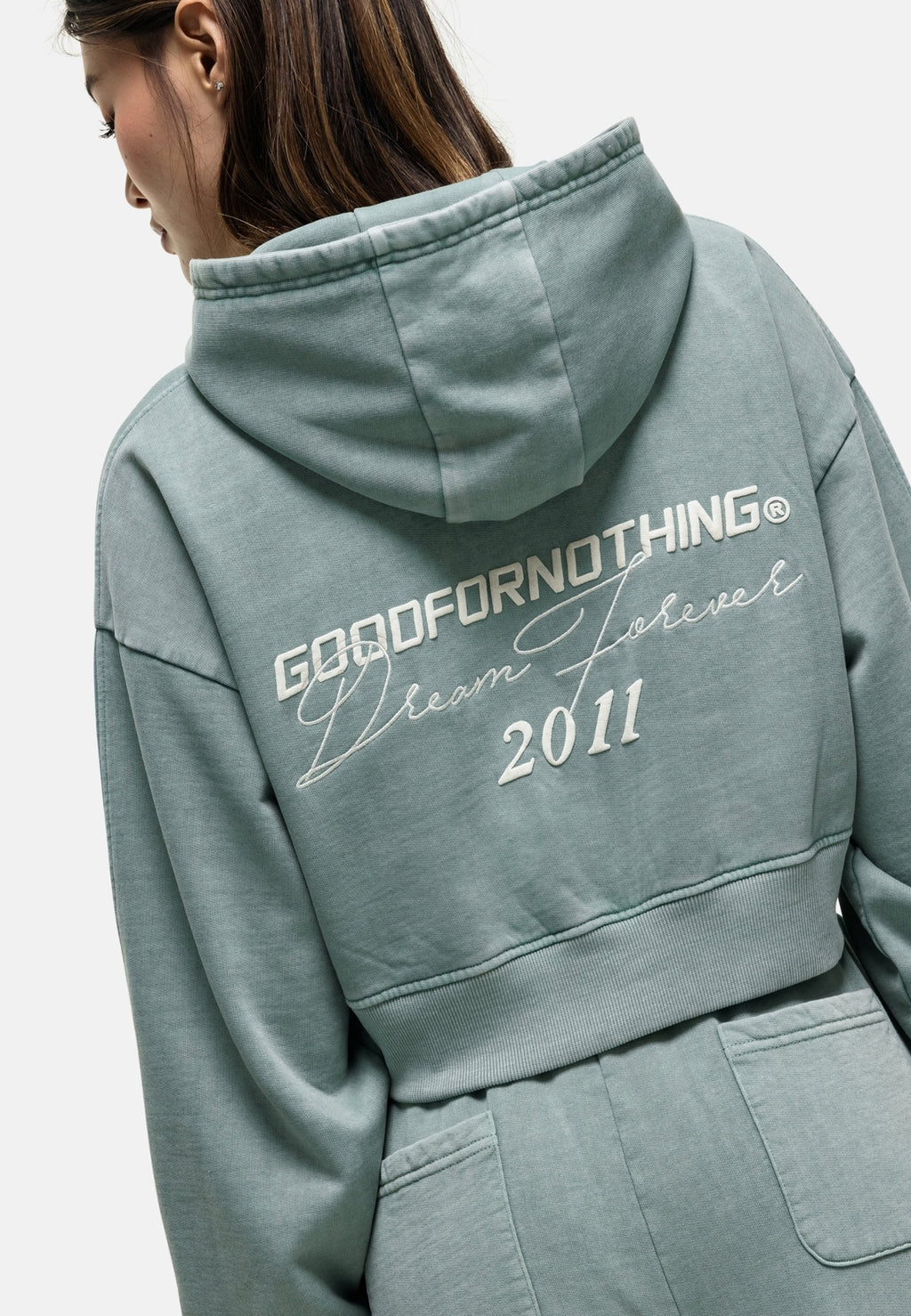 Good For Nothing FOREVER SLATE GREY CROPPED HOODIE