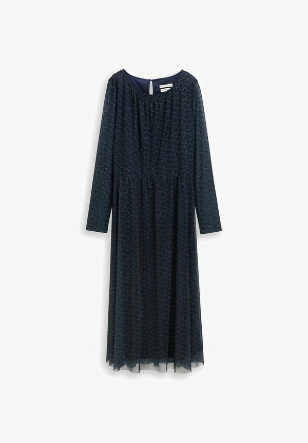 TOM TAILOR MIDI MIT MUSTER - Day dress - small blue wave print