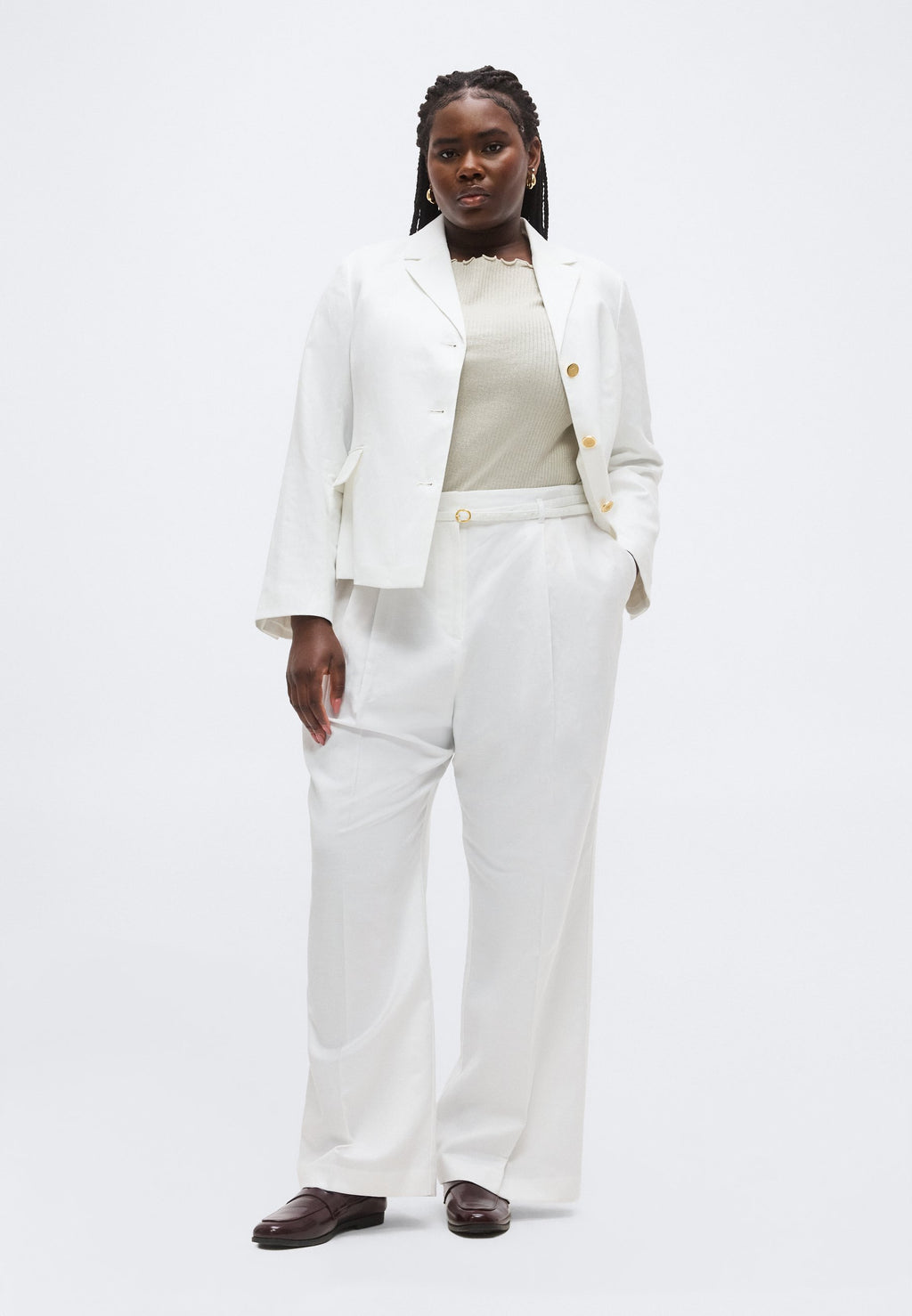 CURVE WIDE LEG LINEN BLEND TROUSERS Media 2