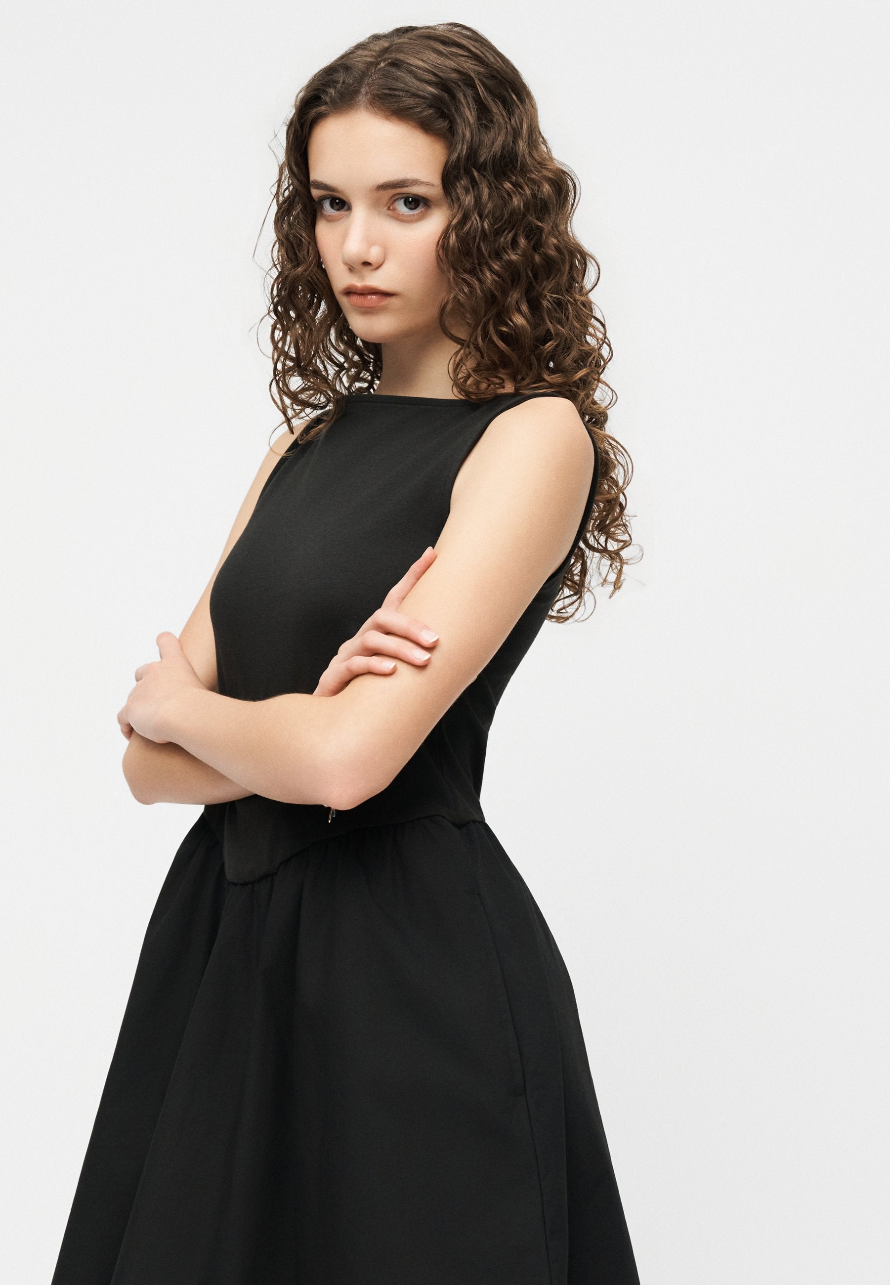 GAP Petite HIGH NECK MIXED MEDIA MINI DRESS