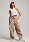 Superdry & Co BAGGY PARACHUTE - Cargo trousers - stone wash taupe brown