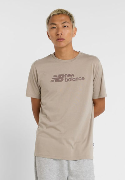 New Balance HEATHERTECH LINEAR - Print T-shirt - arid stone