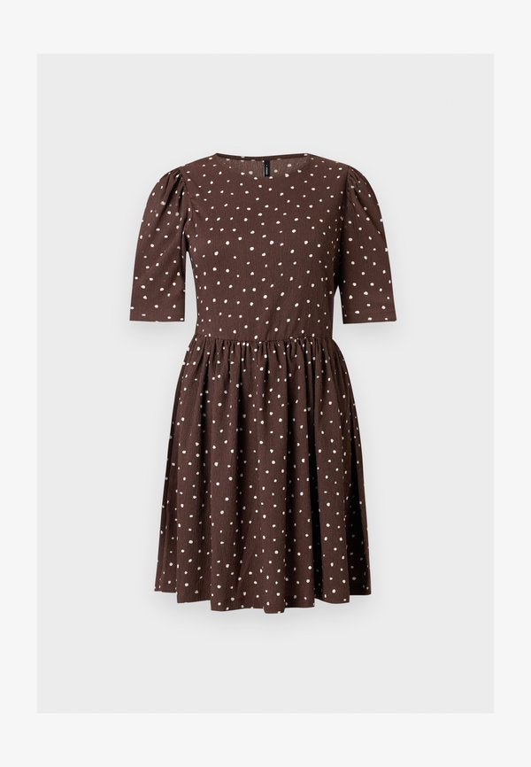 ONLY ONLMOLLY O NECK DRESS - Day dress - dark brown