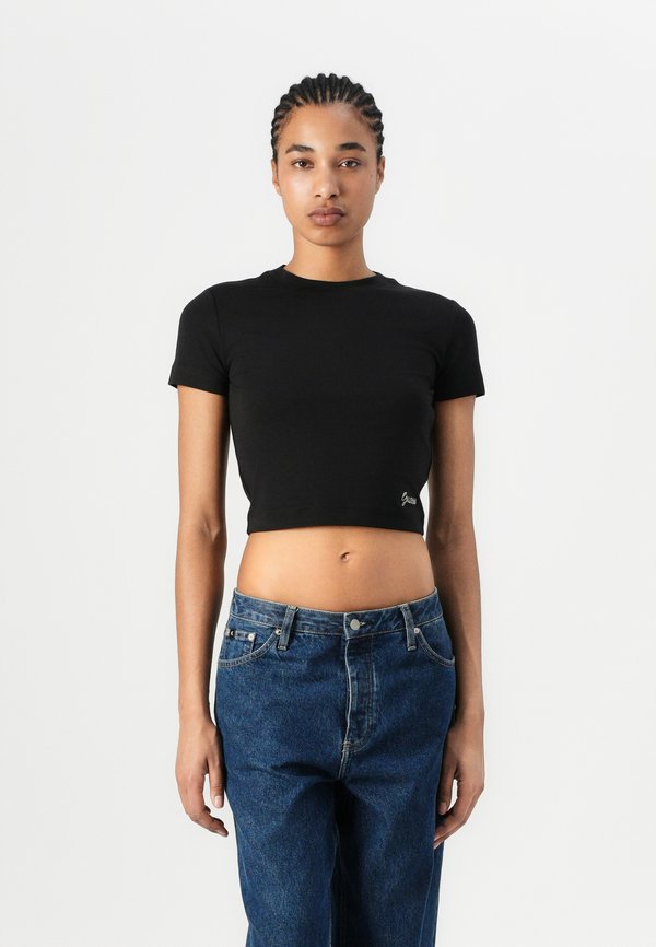 Guess SS BASIC MINI LOGO TEE - Basic T-shirt - jet black