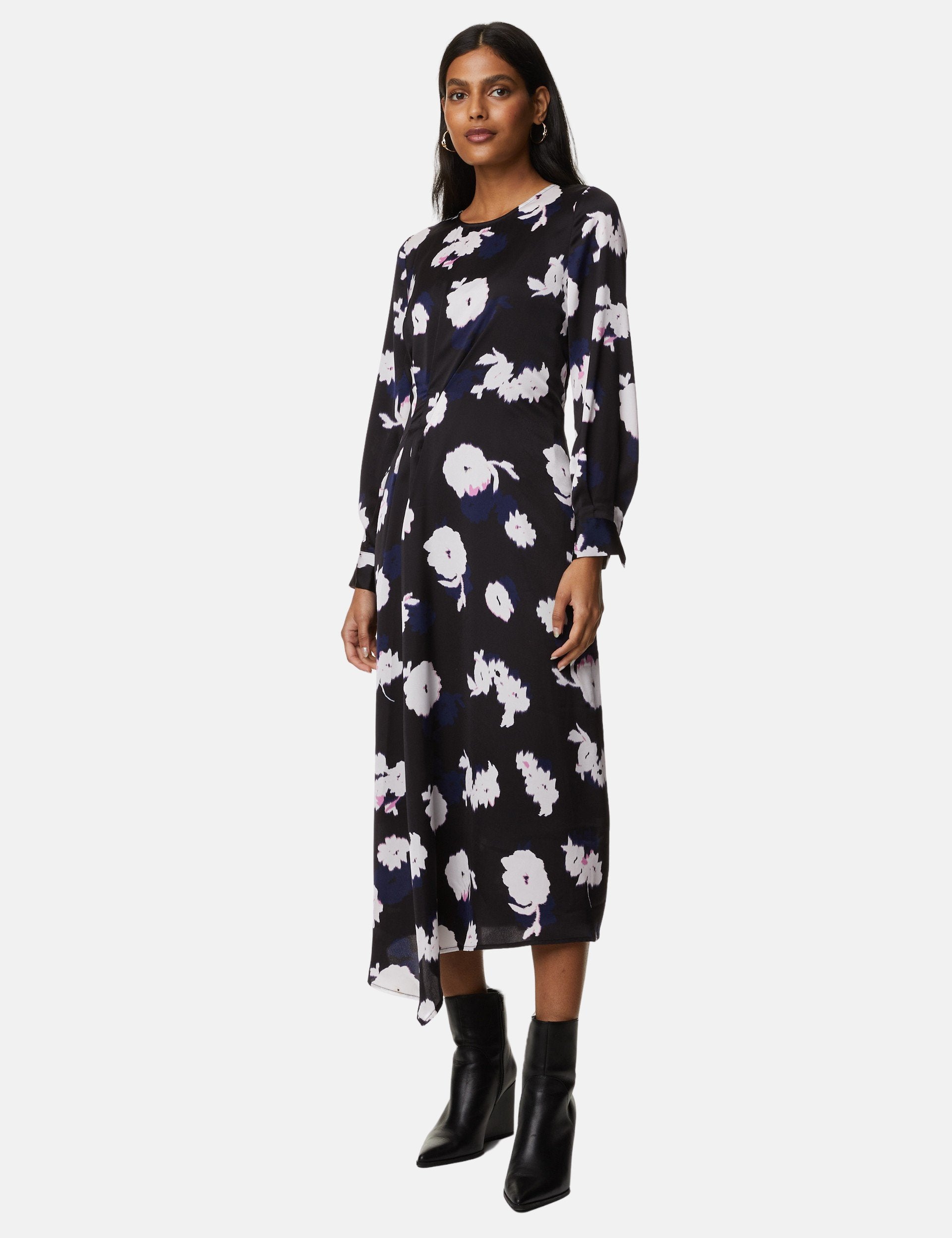 Marks & Spencer  FLORAL ROUND NECK  A LINE