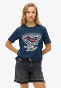 Superdry & Co EMBELLISHED VARSITY - Print T-shirt - lauren navy